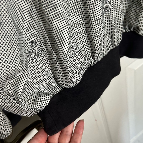 Slazenger Vintage Paisley V-Neck Golf Pullover Windbreaker Black White Medium - Picture 8 of 13